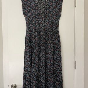 Madewell Navy Floral Cap-sleeved Vintage Summer Dress
